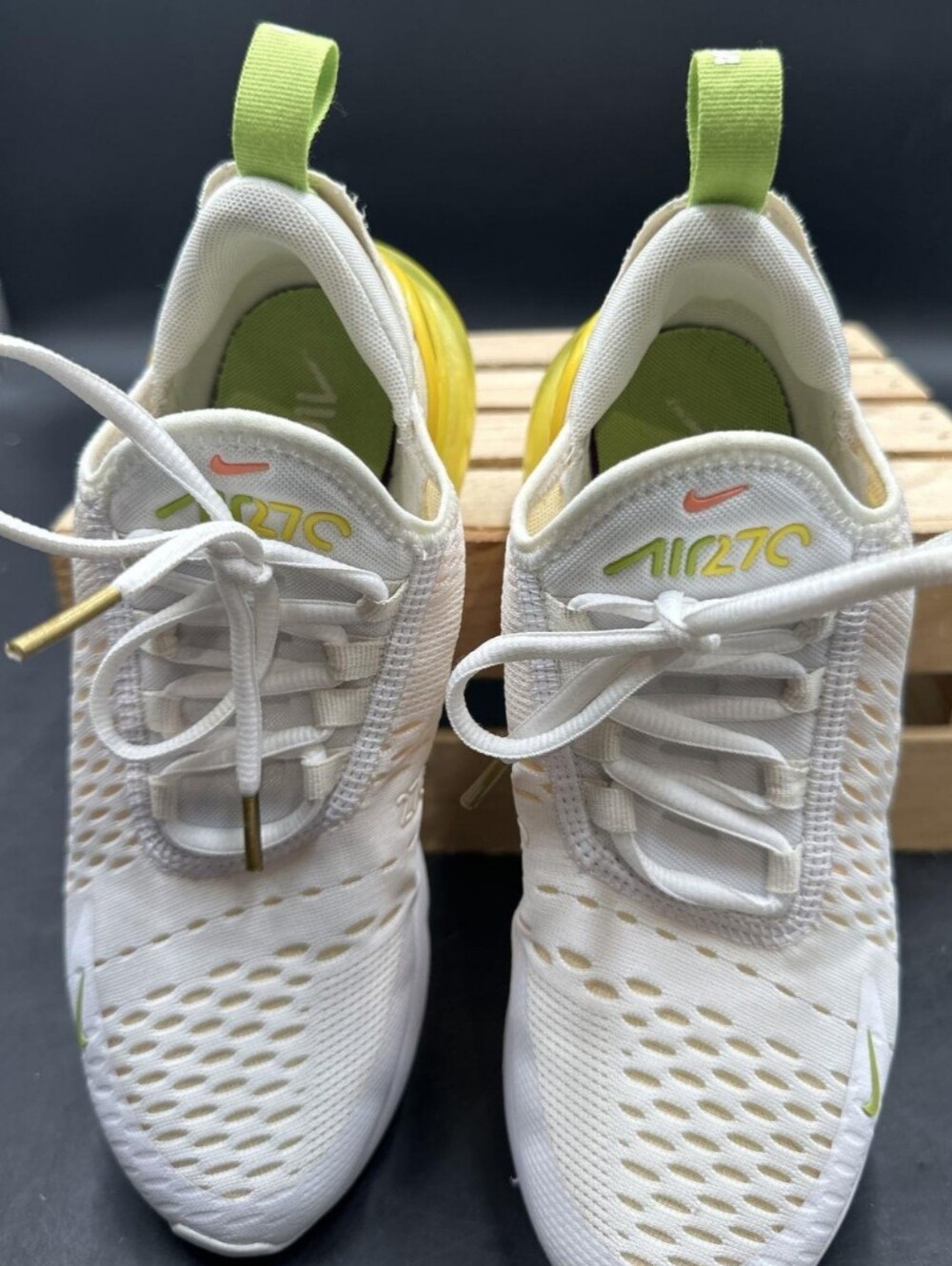 Nike Wmns Air Max 270 'White Yellow Strike' Sneakers Size 6.5 Used Exc - Picture 4 of 8